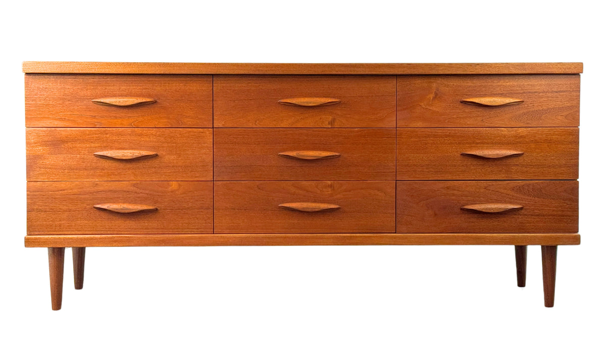 Teak Nine Drawer Dresser