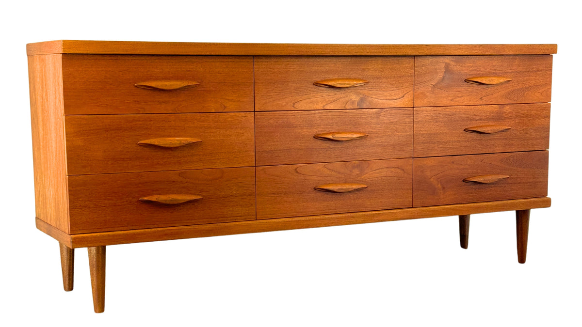 Teak Nine Drawer Dresser