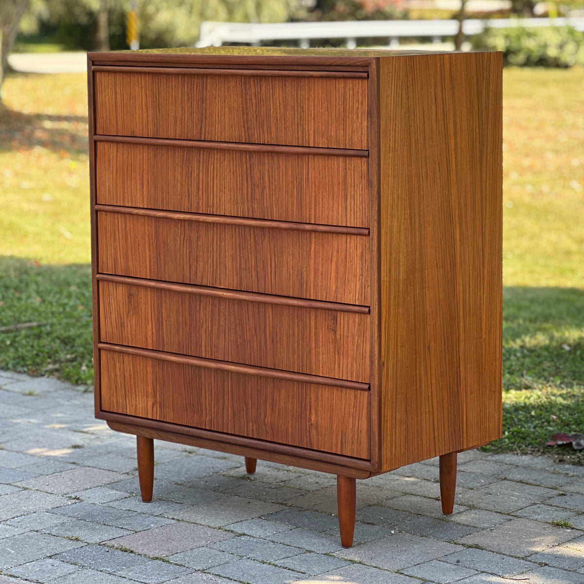 Teak Five Drawer Highboy