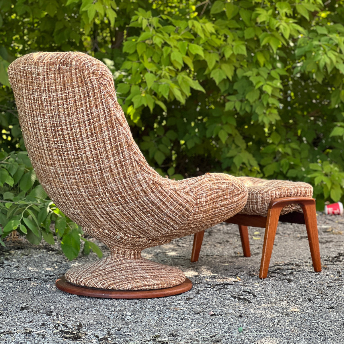 R. Huber Scoop Swivel Chair and Footstool