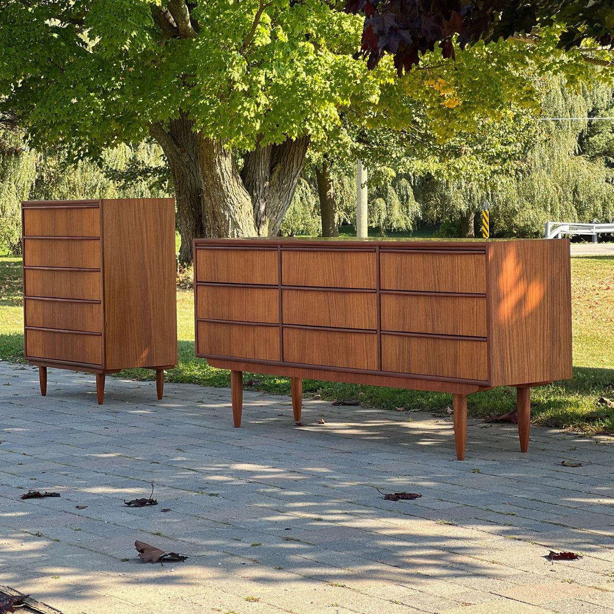 Teak Five Drawer Highboy