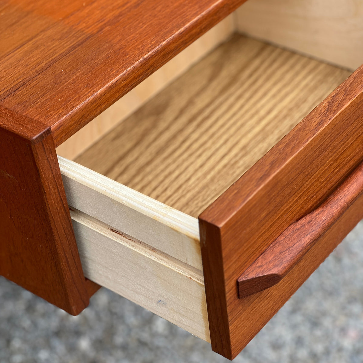 Teak Headboard with Floating Nightstands