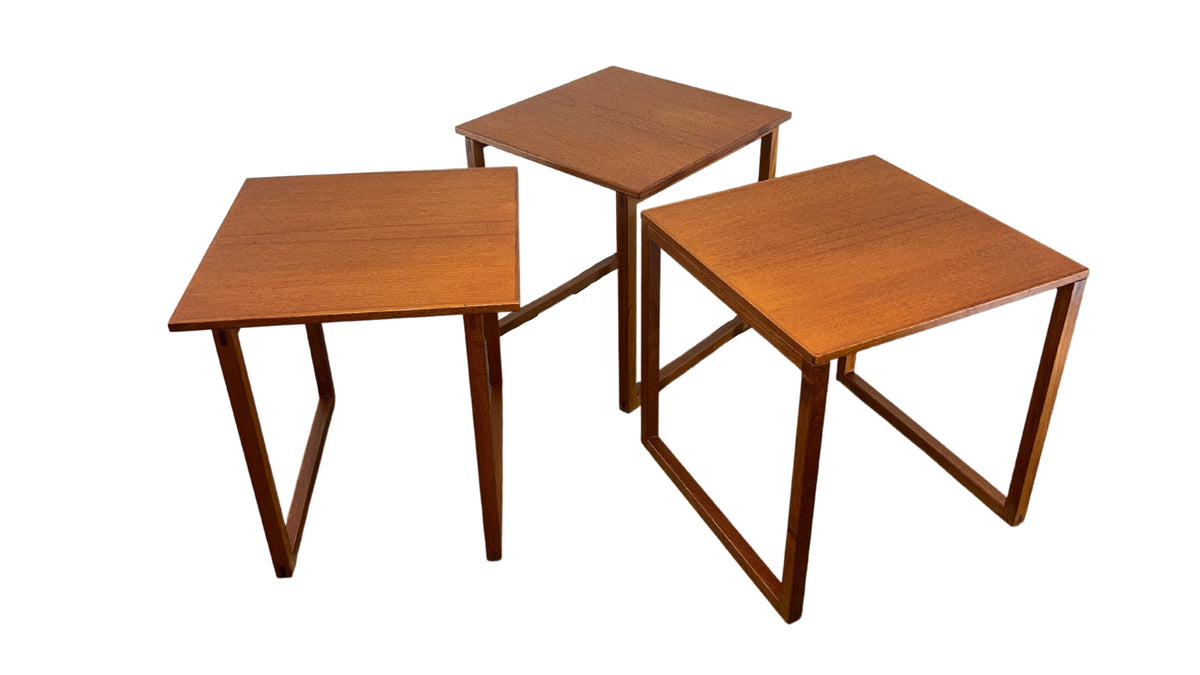 Set of Model 33 Kai Kristiansen Cube Nesting Tables in Teak