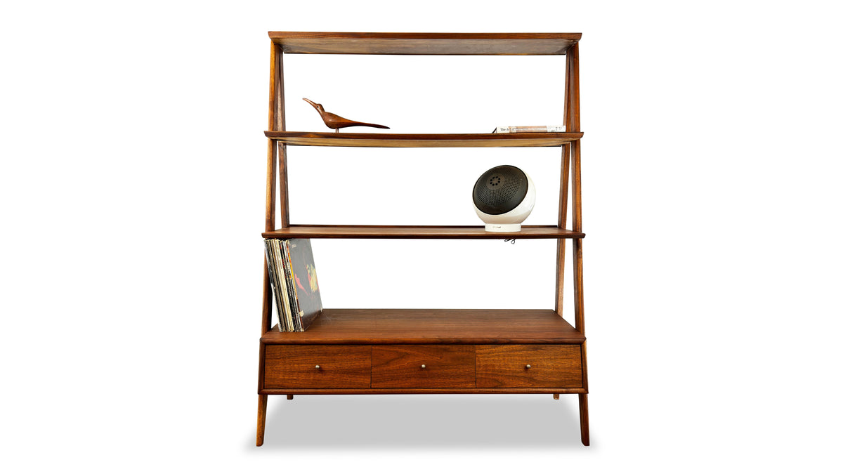 Walnut Freestanding Shelving Cabinet