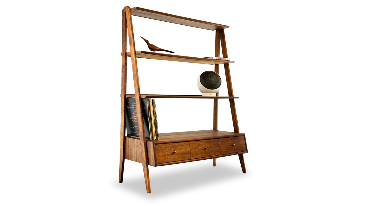 Walnut Freestanding Shelving Cabinet
