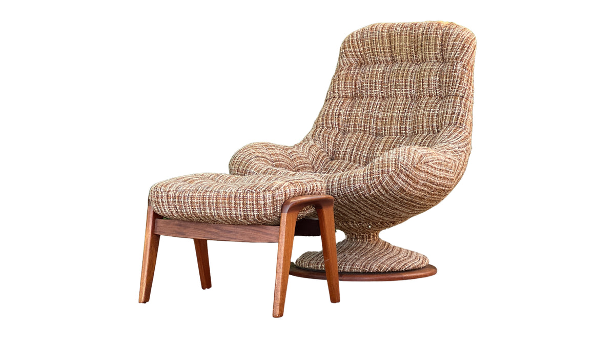 R. Huber Scoop Swivel Chair and Footstool