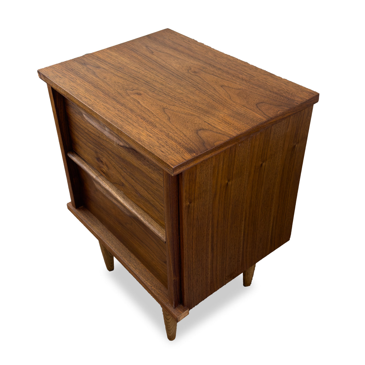 Two Drawer Walnut Nightstand