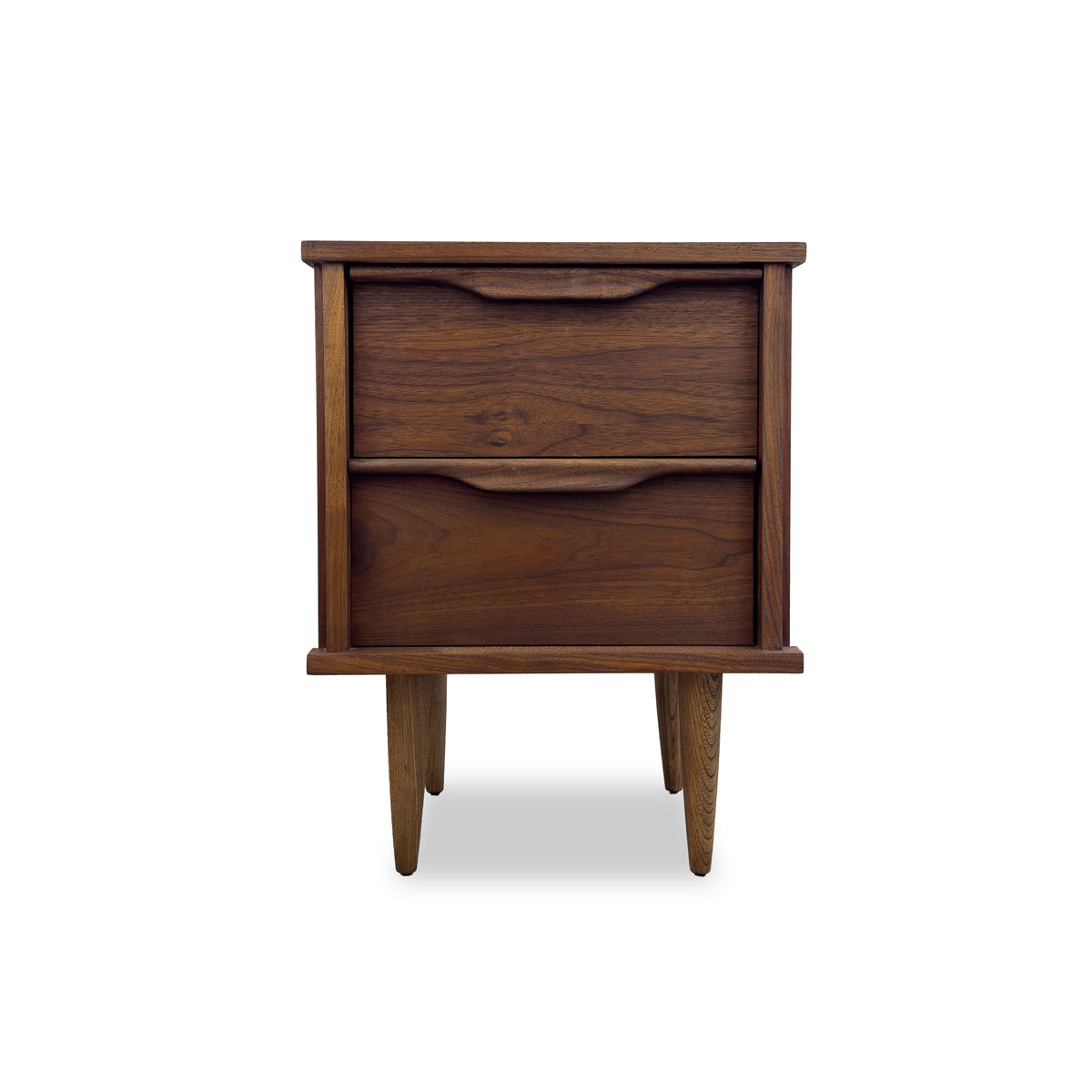 Two Drawer Walnut Nightstand