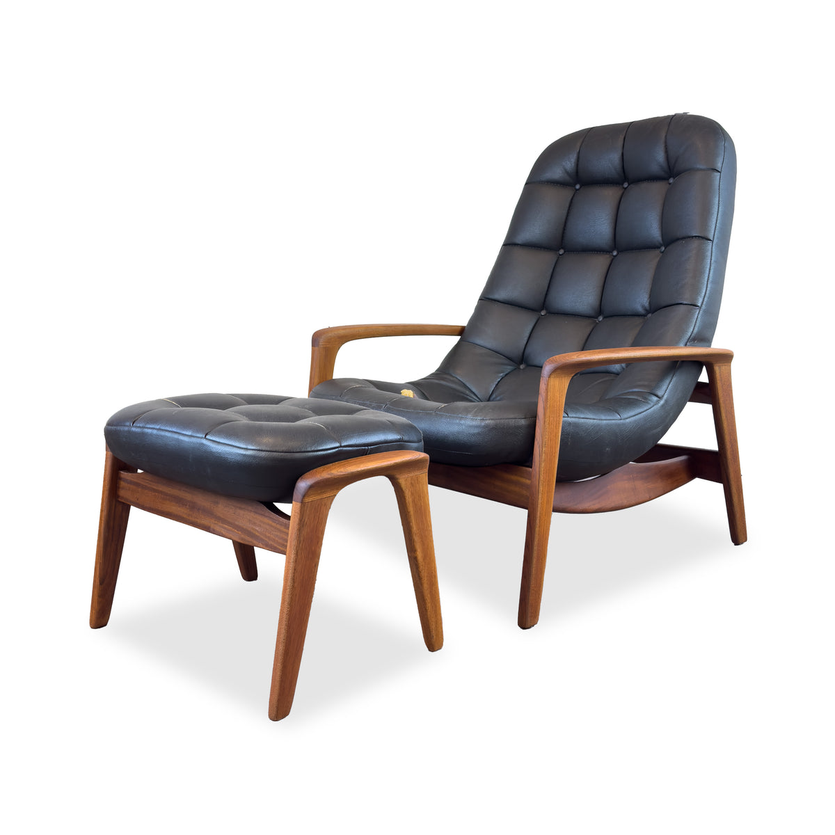 R. Huber Teak Scoop Chair and Ottoman