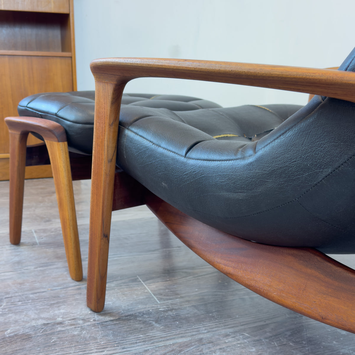 R. Huber Teak Scoop Chair and Ottoman