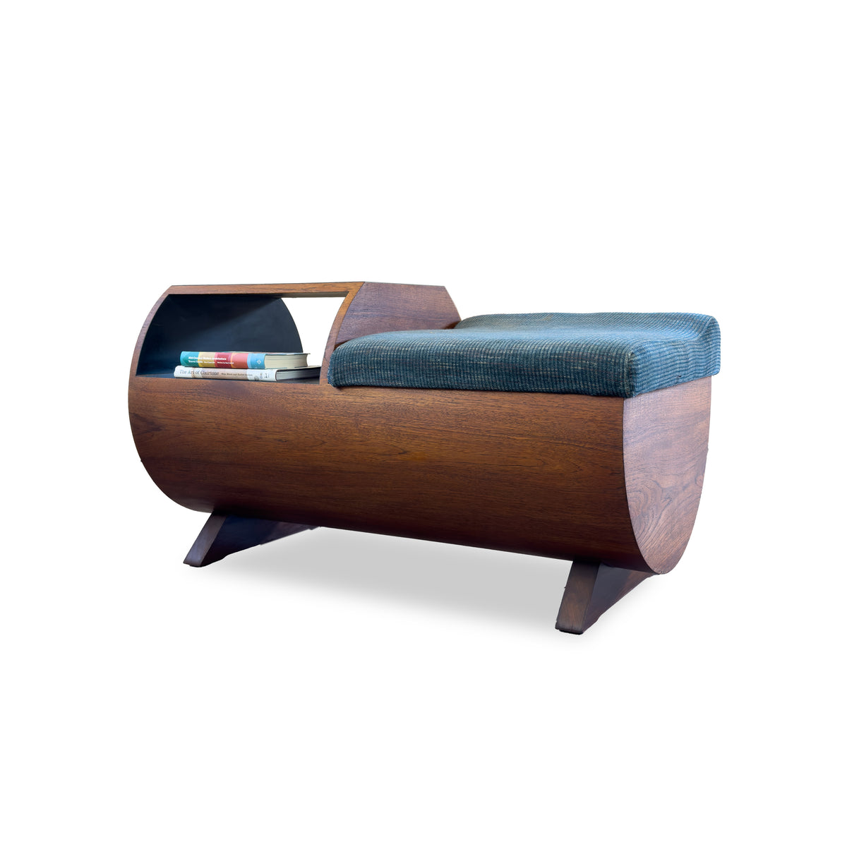 Vintage Teak Drum Bench