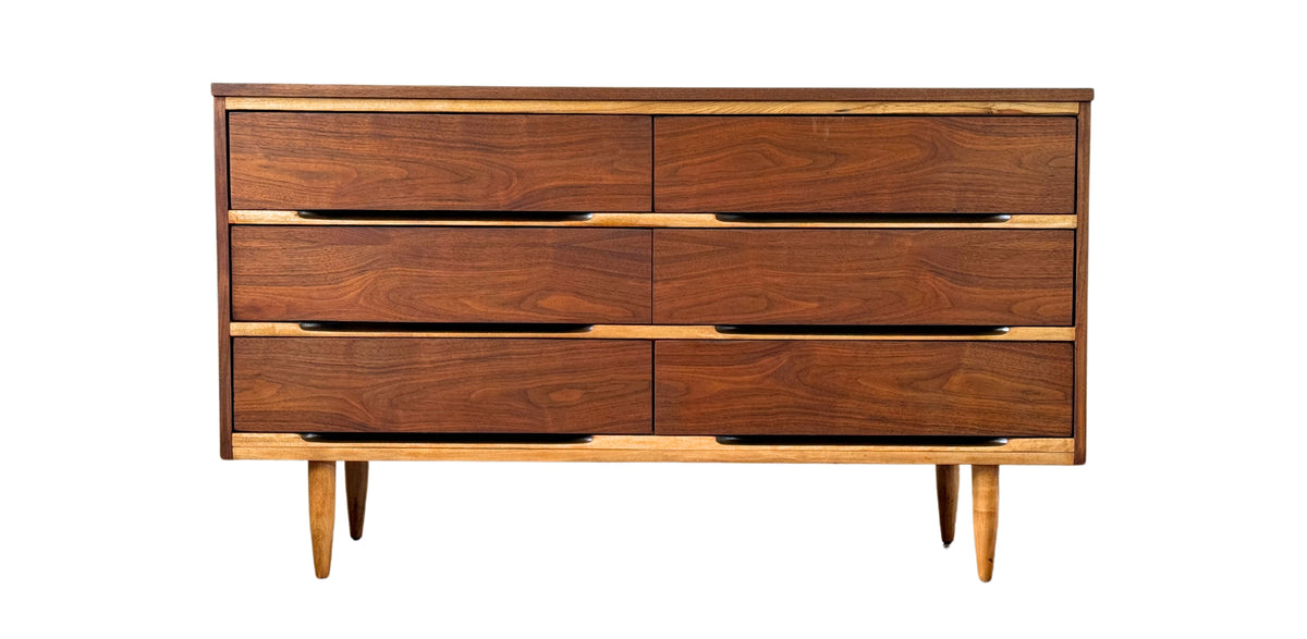 Walnut and Ash Six Drawer Dresser