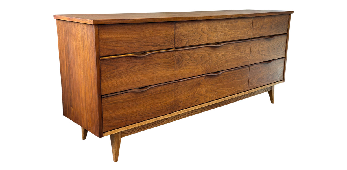 Walnut Nine Drawer Dresser by Peppler
