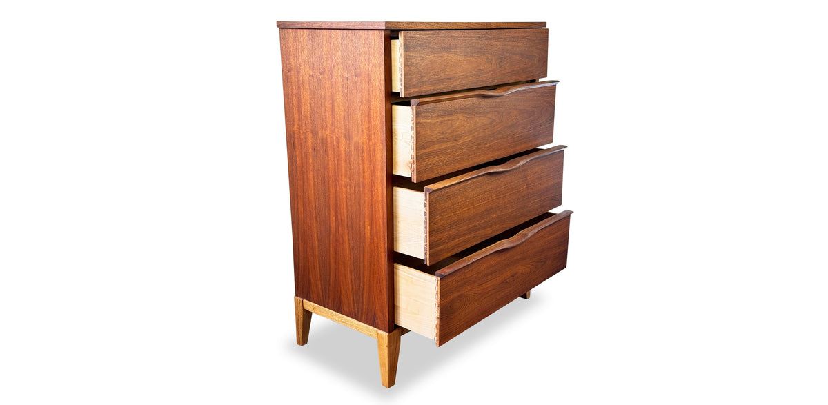 Walnut Four Drawer Highboy