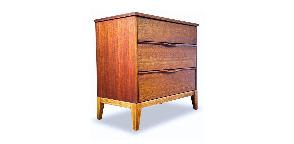 Walnut Three Drawer Dresser