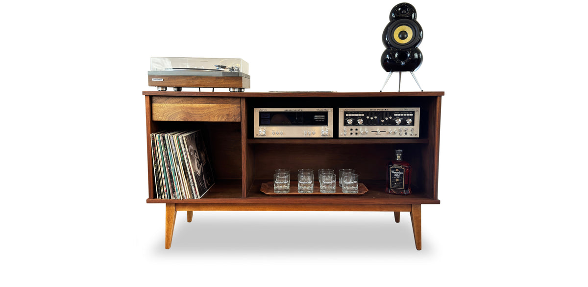 Walnut and Ash Record Cabinet