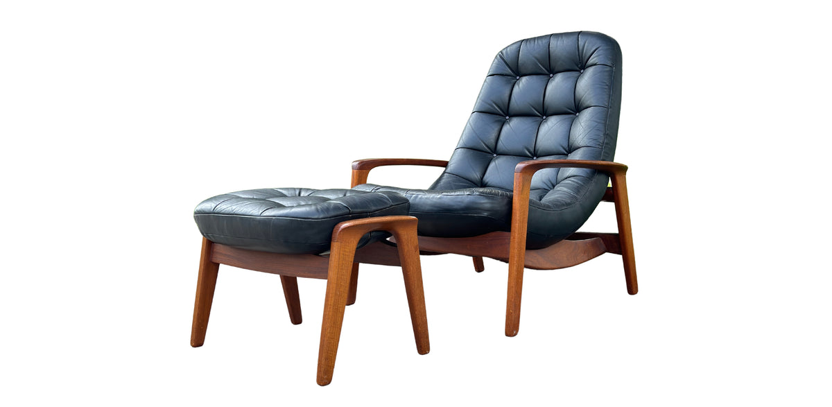 Original Leather R. Huber Chair and Footstool