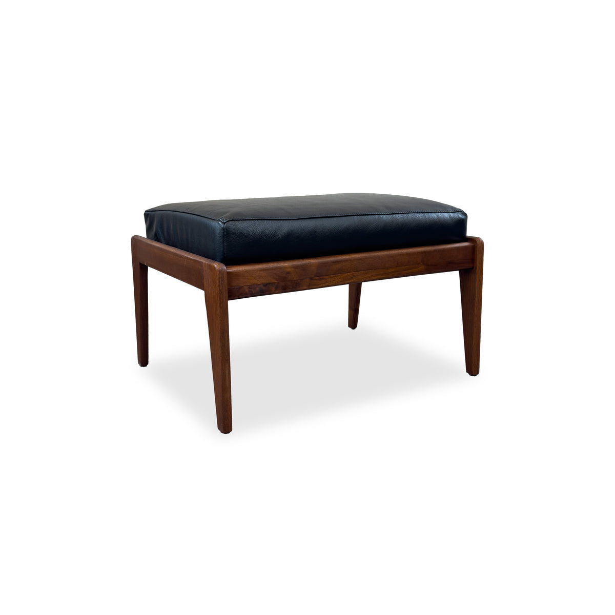 Teak and Leather Footstool