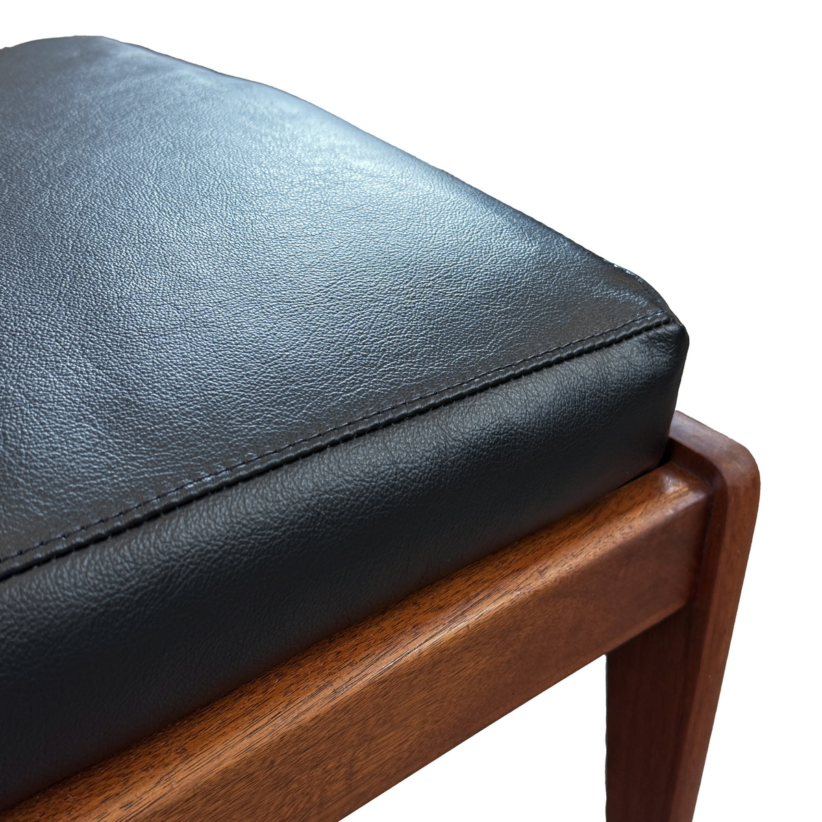 Teak and Leather Footstool