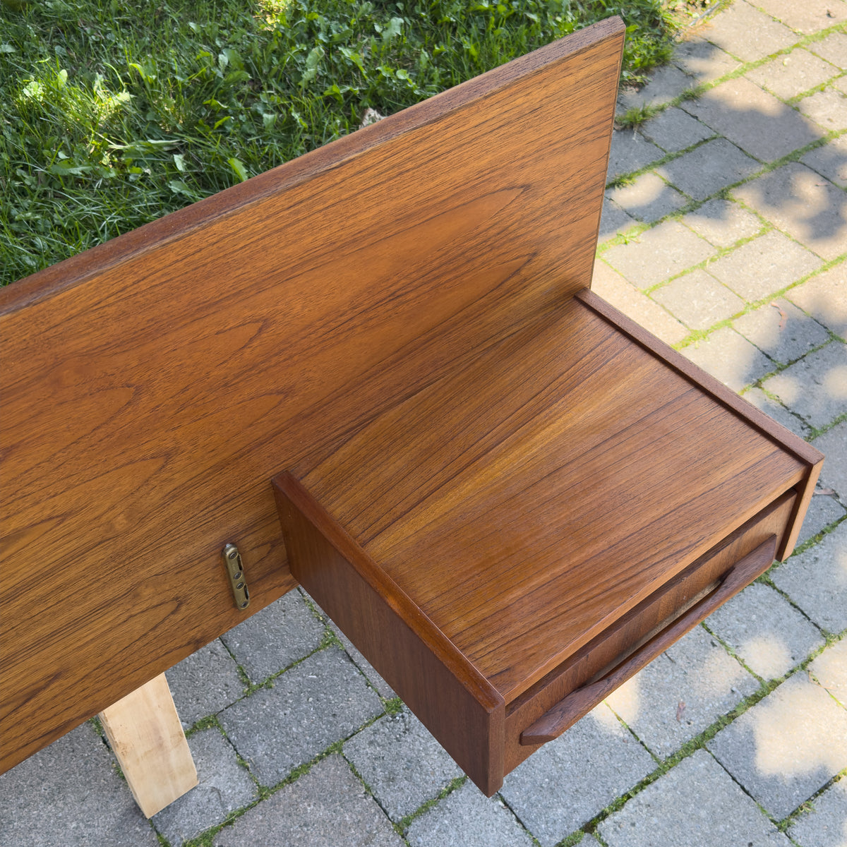 Teak Headboard with Nightstands