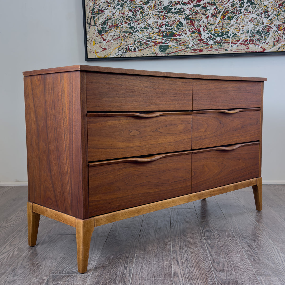 Walnut Six Drawer Dresser by Kaufman