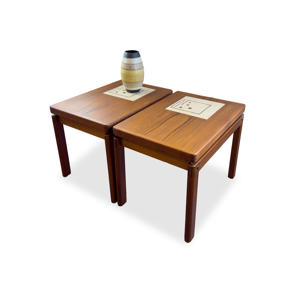 Pair of Teak and Tile Side Tables