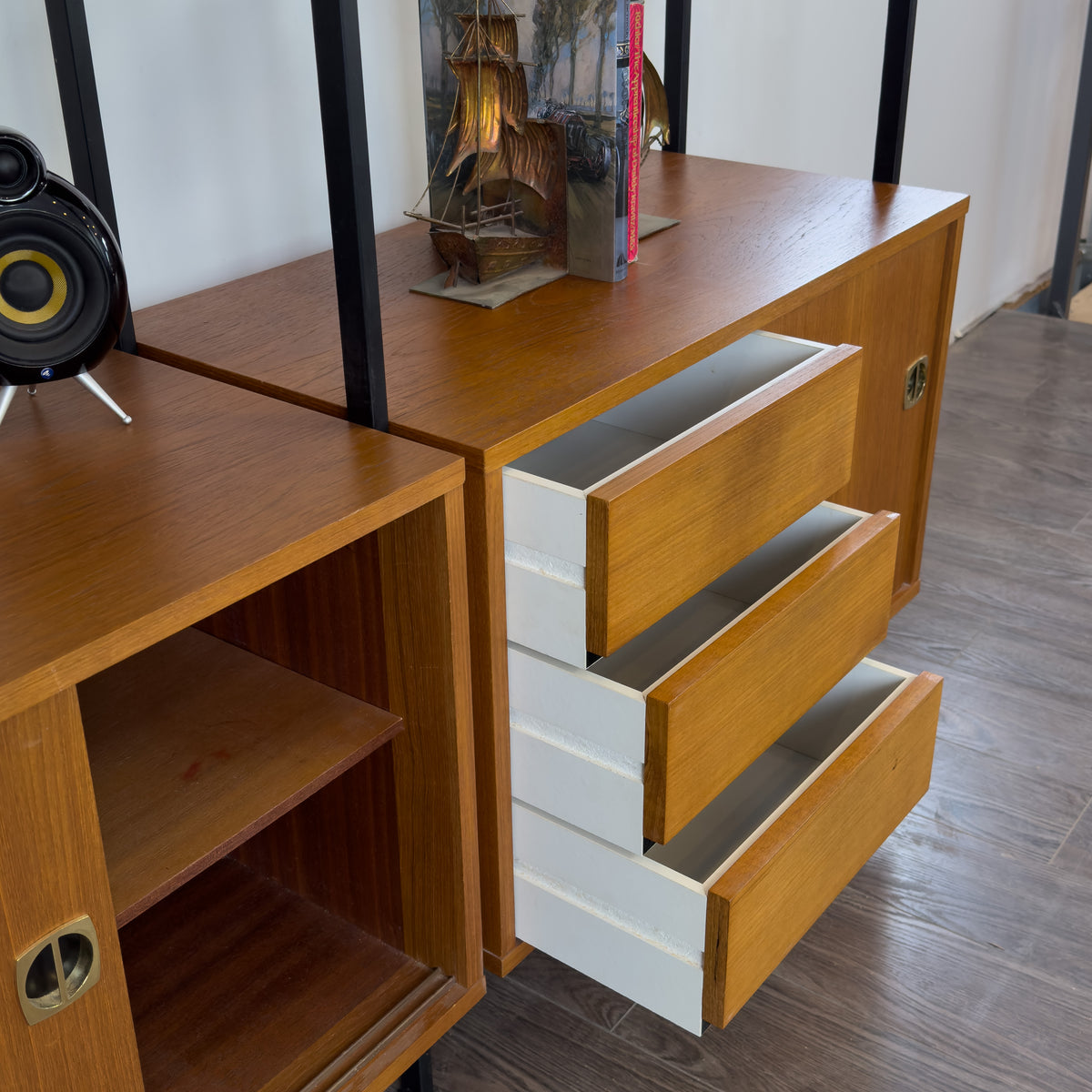 Teak Freestanding Modular Shelving