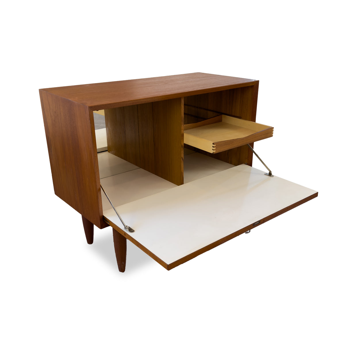 Teak Drop-Down Bar Cabinet