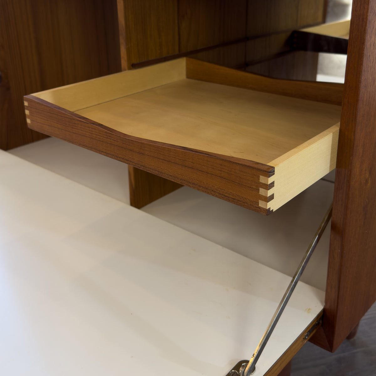 Teak Drop-Down Bar Cabinet