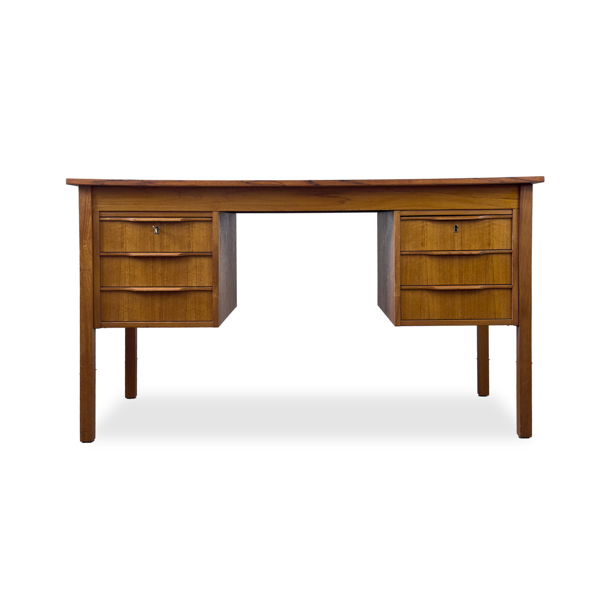 Teak Six Drawer Desk
