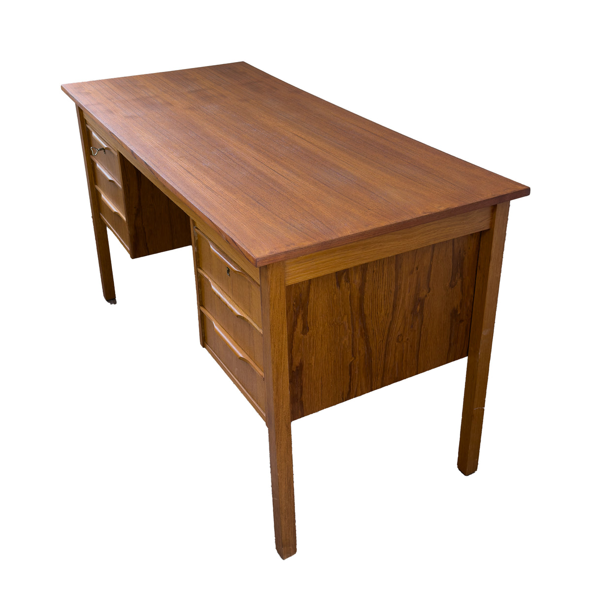 Teak Six Drawer Desk