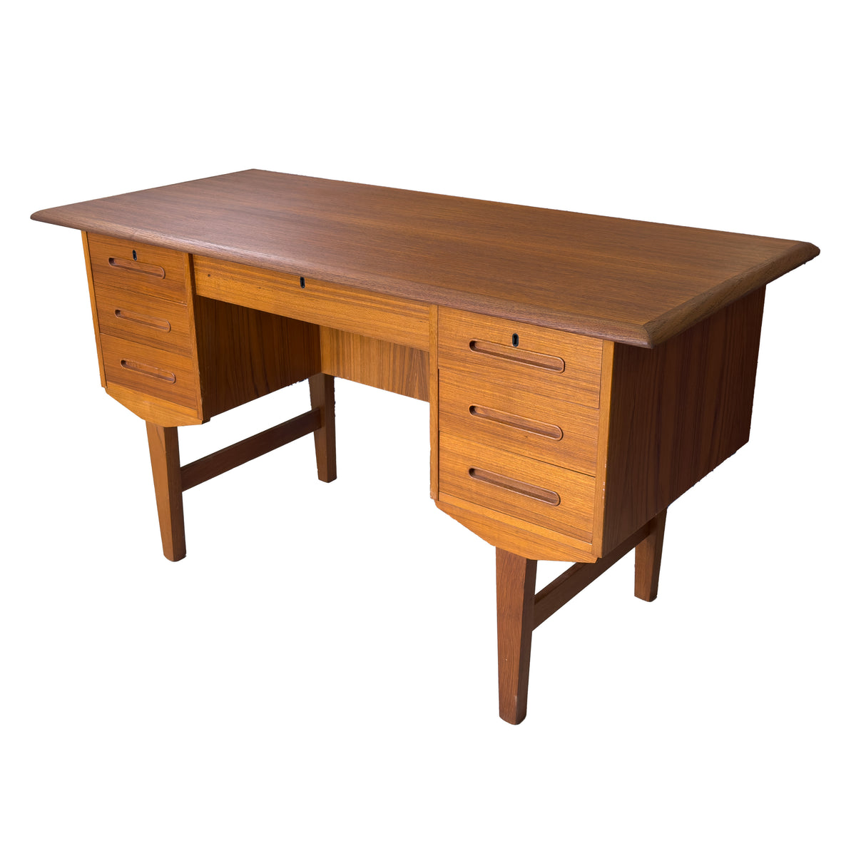 Teak Seven Drawer Desk