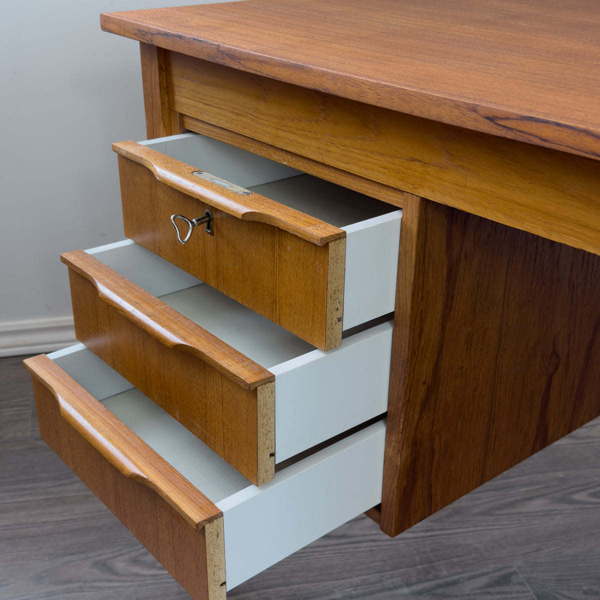 Teak Six Drawer Desk