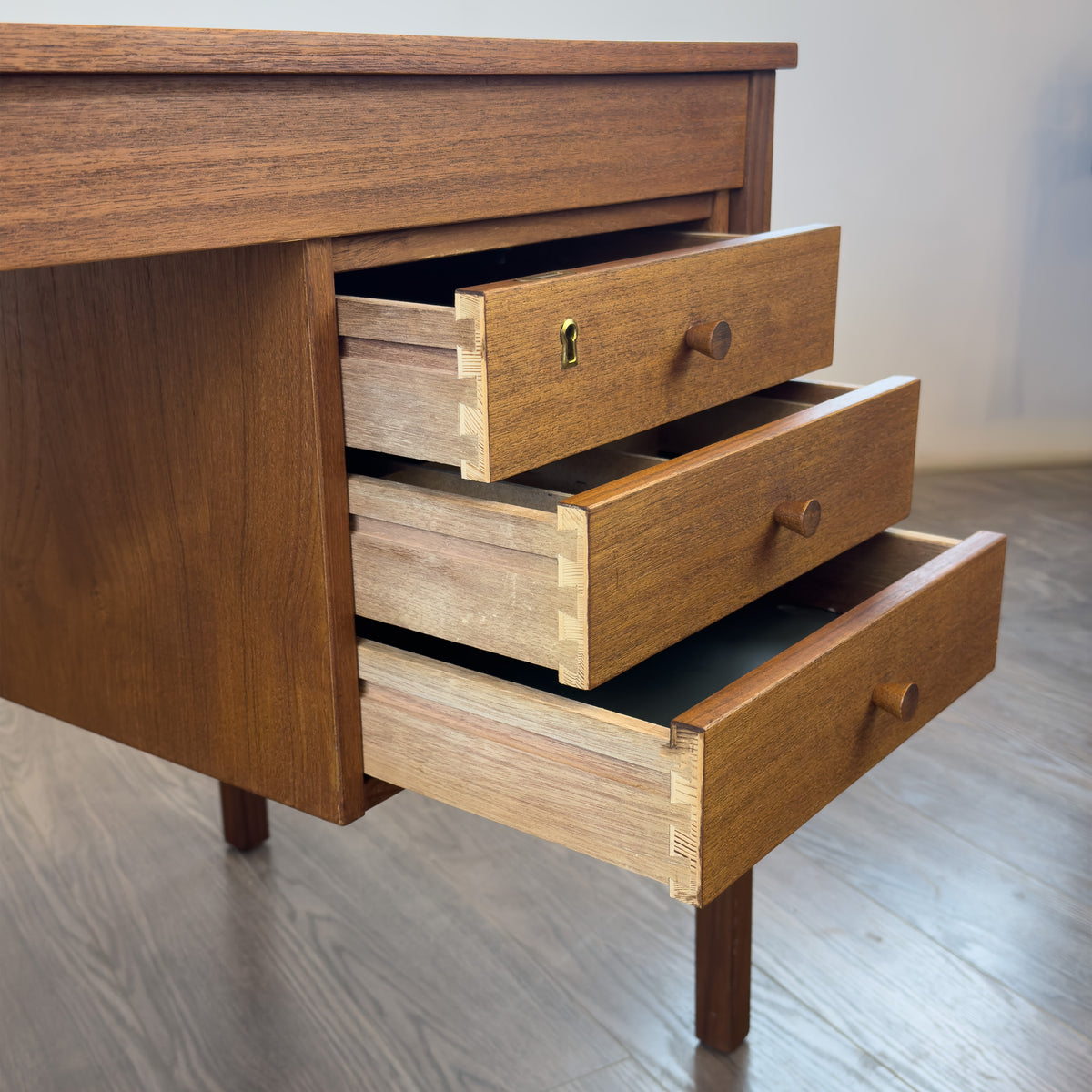 Teak Six Drawer Desk