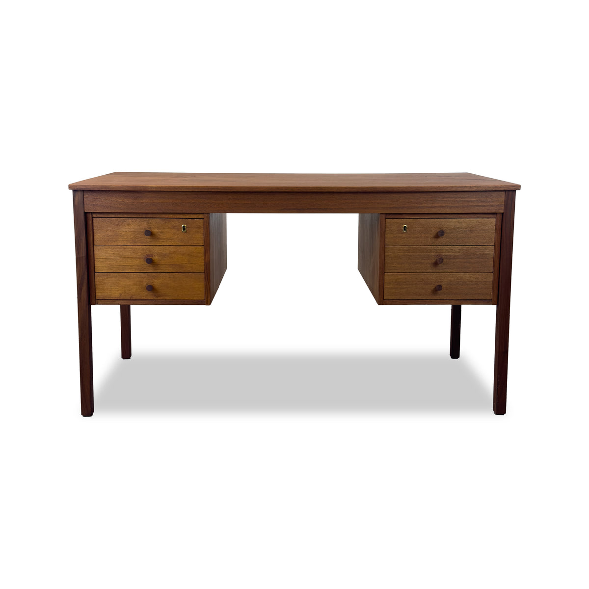 Teak Six Drawer Desk