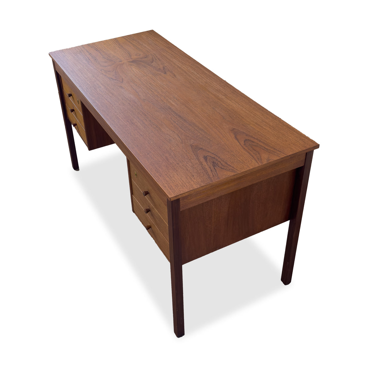 Teak Six Drawer Desk