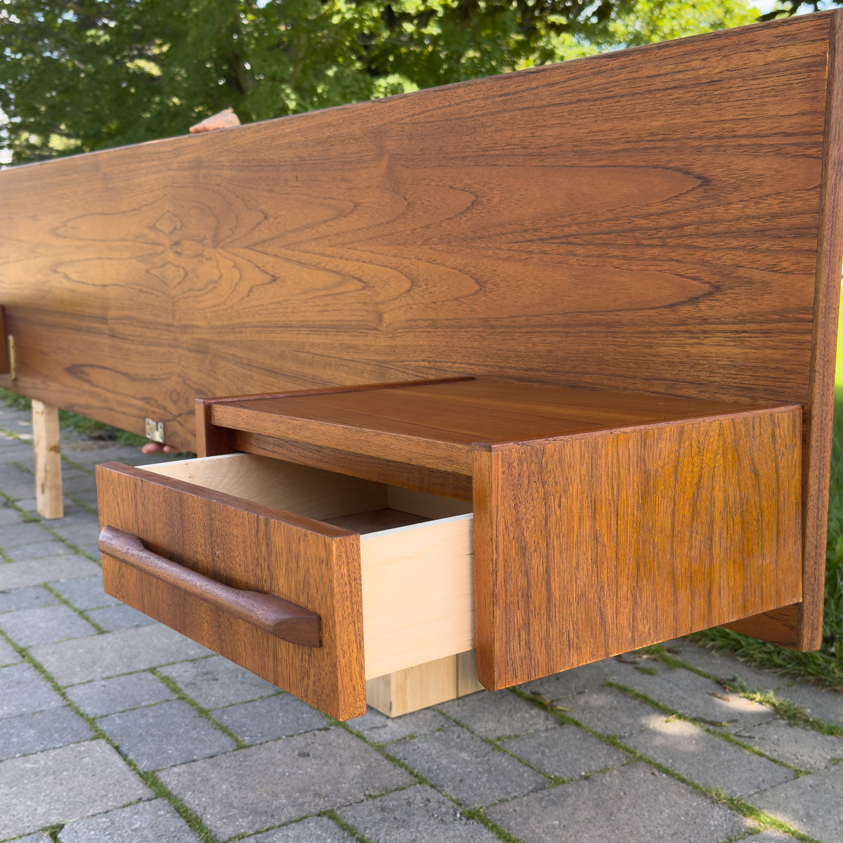 Teak Headboard with Nightstands