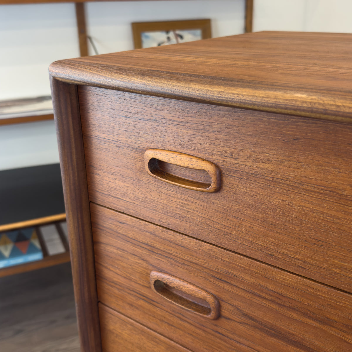 Teak Five Drawer Highboy A