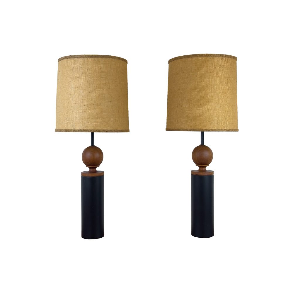 Pair of Vintage Teak Lamps