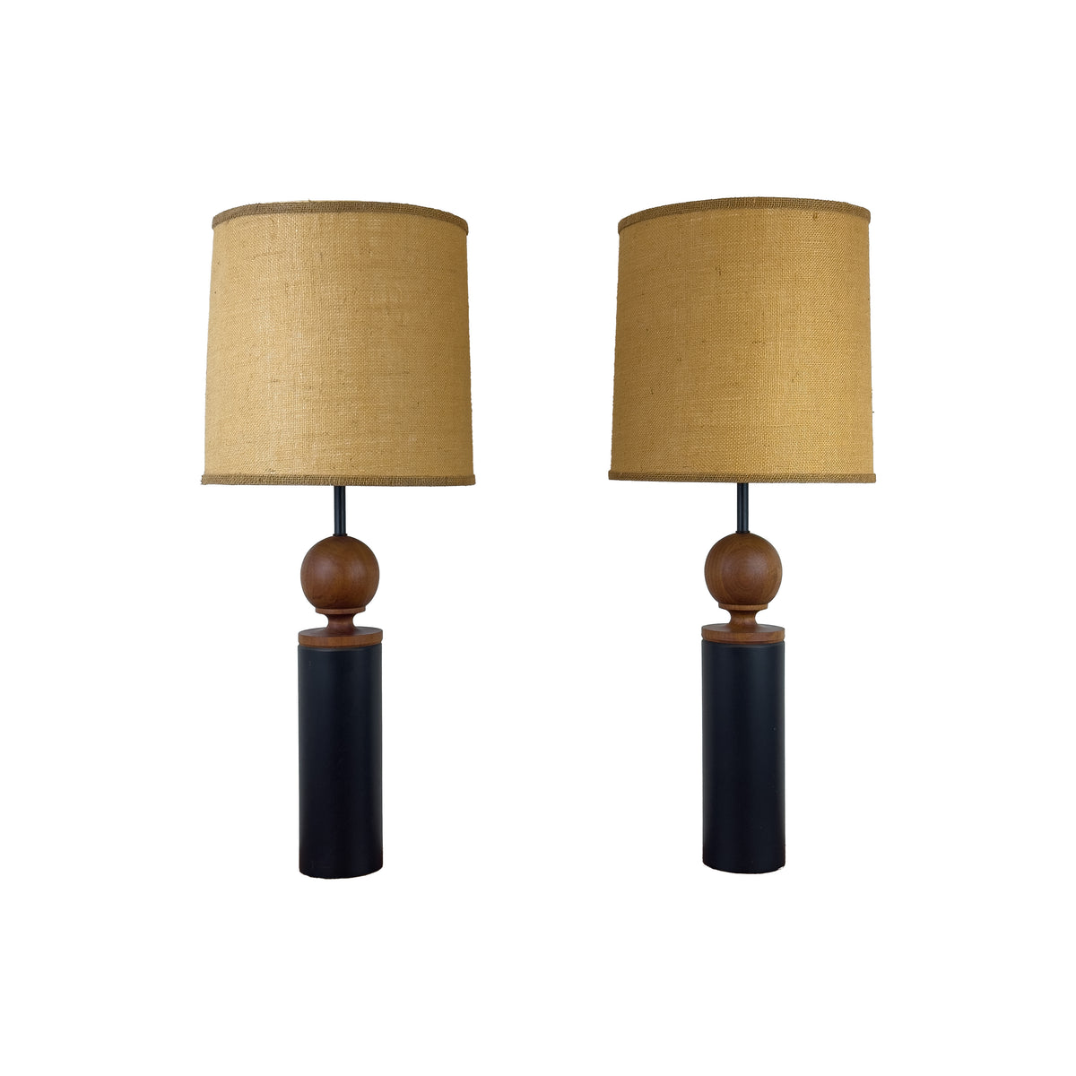 Pair of Vintage Teak Lamps