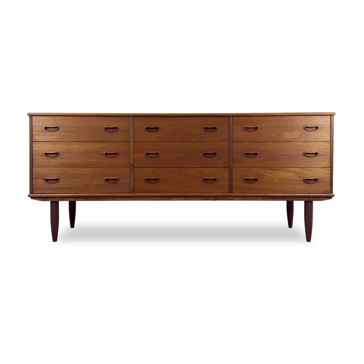 Teak Nine Drawer Dresser