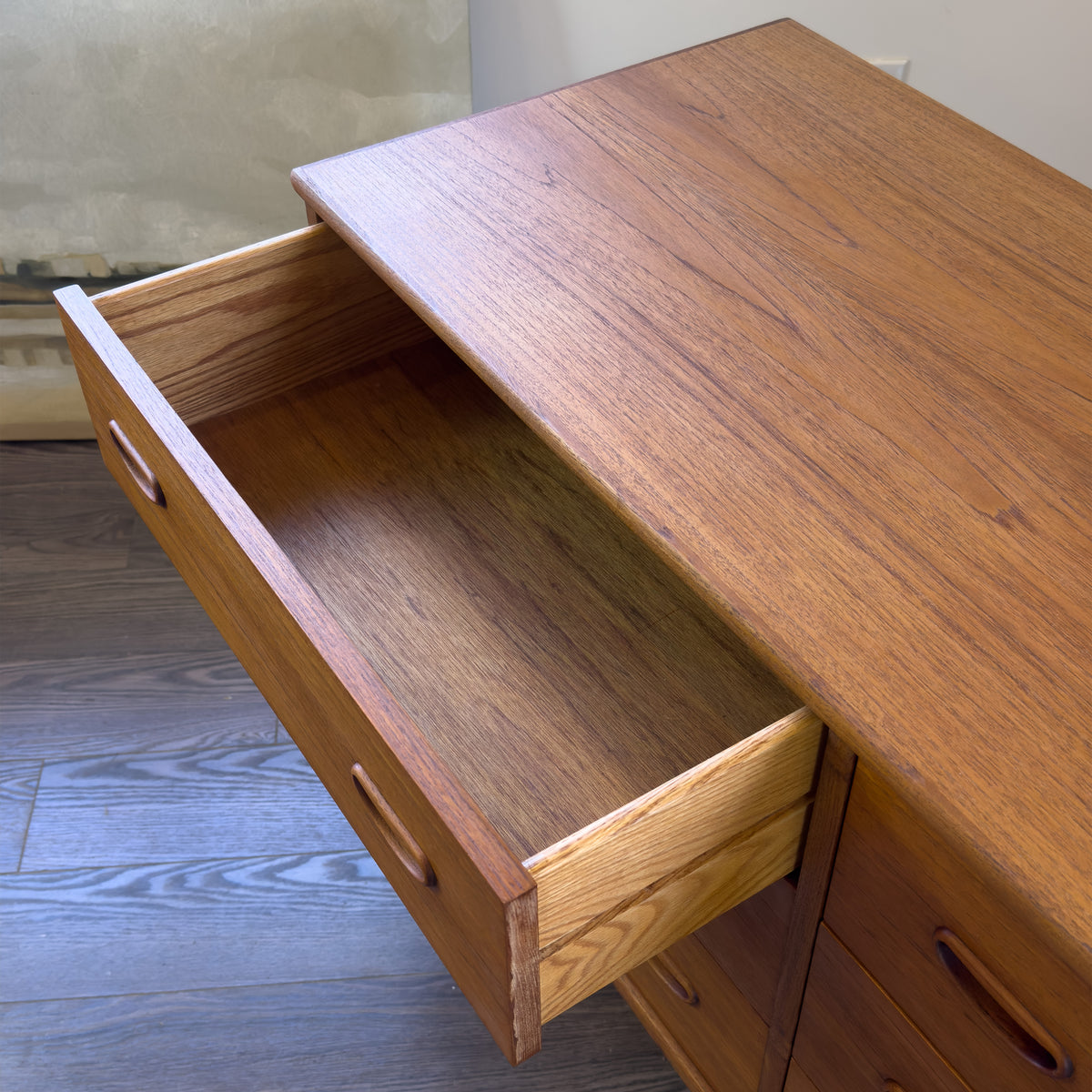Teak Nine Drawer Dresser