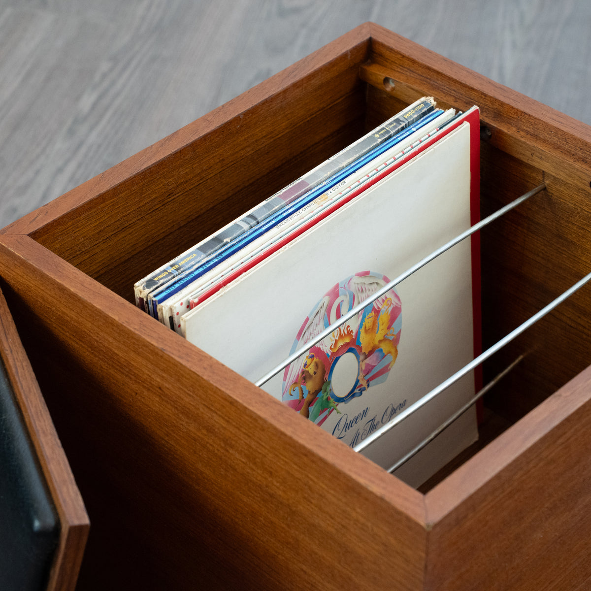 Teak Record Cube Storage