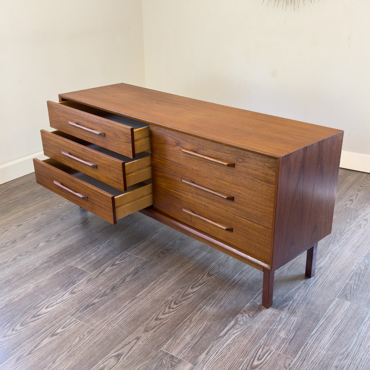 Teak Six Drawer Dresser