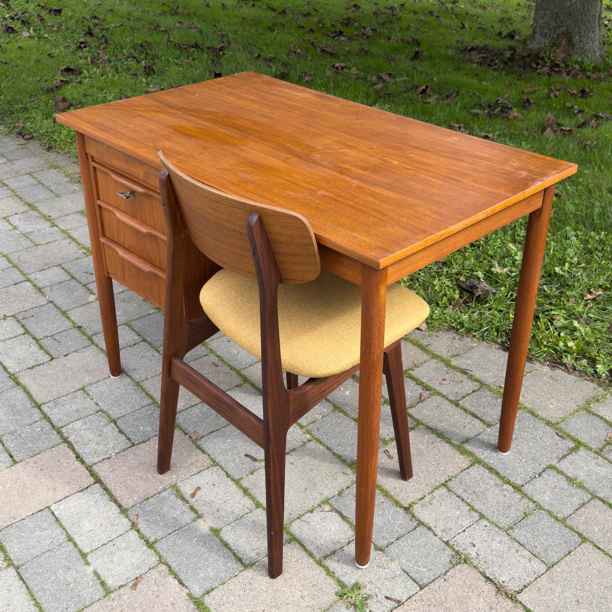 Teak Three Drawer Desk