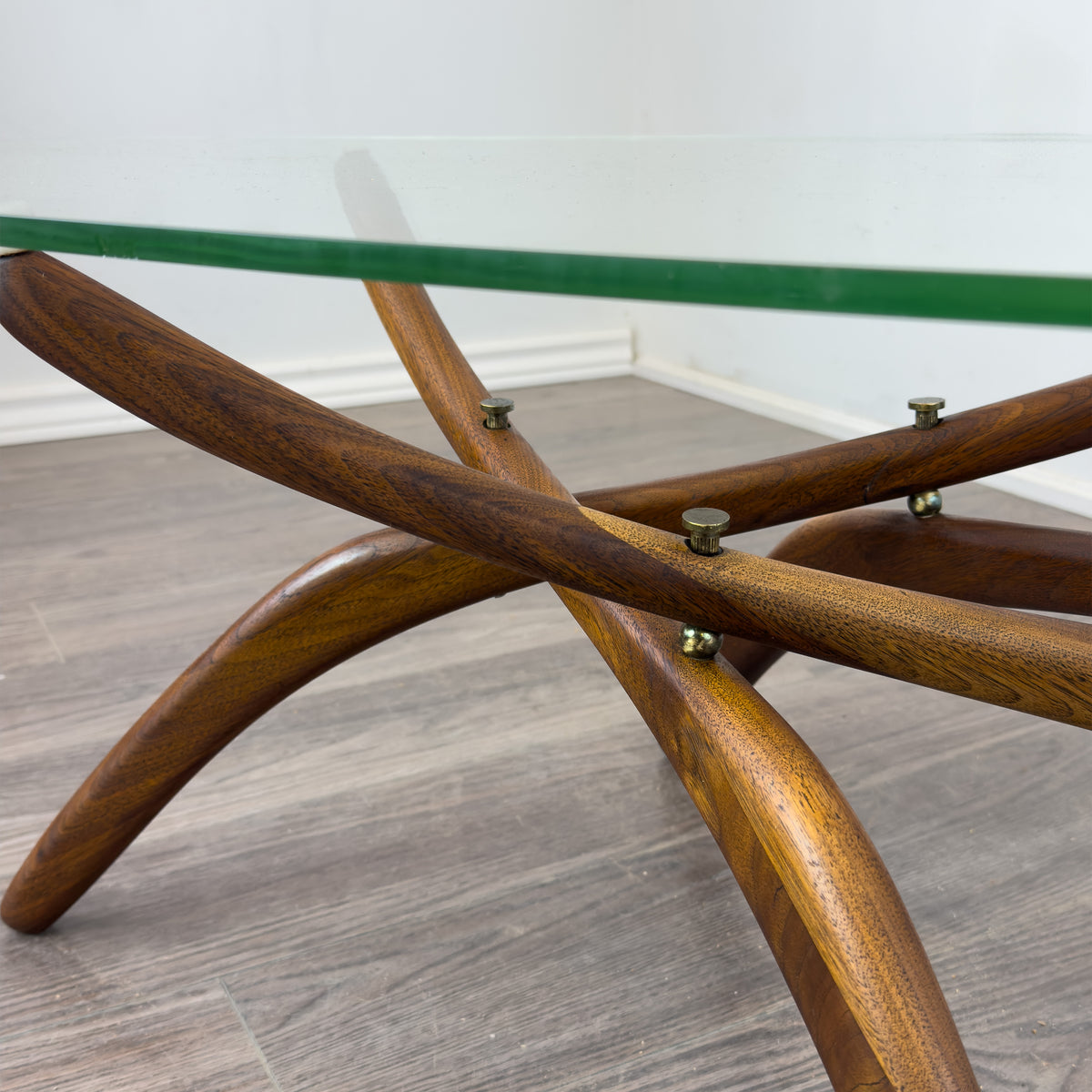 Vintage Walnut and Glass Coffee Table