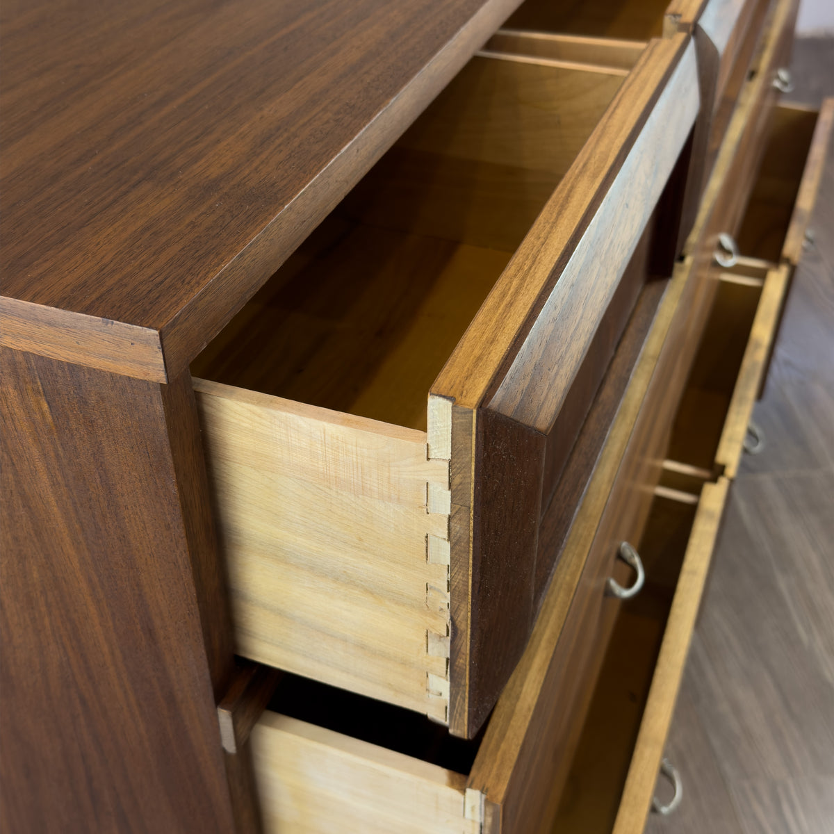 Nine Drawer Walnut Dresser