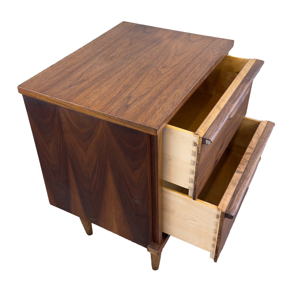 Two Drawer Walnut Nightstand
