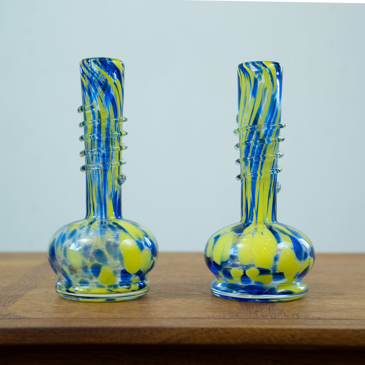 Blue and Yellow Murano Vase Pair