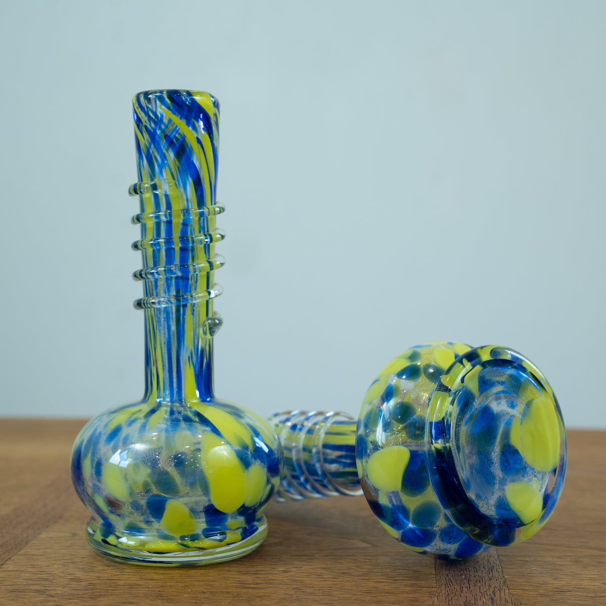 Blue and Yellow Murano Vase Pair
